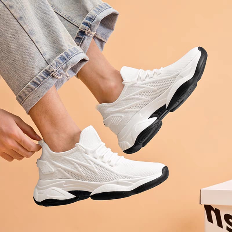 "Averon" Runner - WHITE/BLACK +6cm/+8cm/+10cm